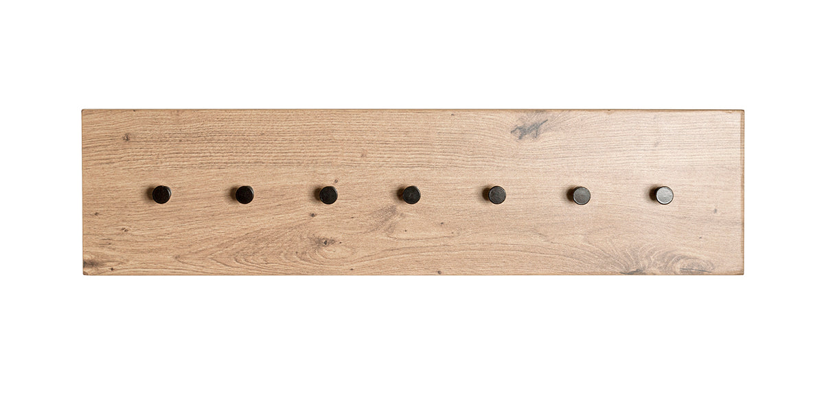 HAKU Möbel Wandgarderobe aus MDF kratzbeständig in Braun 80 x 5 x 20 cm in Eiche, Schwarz (Eiche hell)