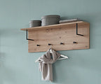 HAKU Möbel Wandgarderobe aus MDF kratzbeständig in Braun 80 x 20 x 30 cm in Eiche, Schwarz (Eiche hell)