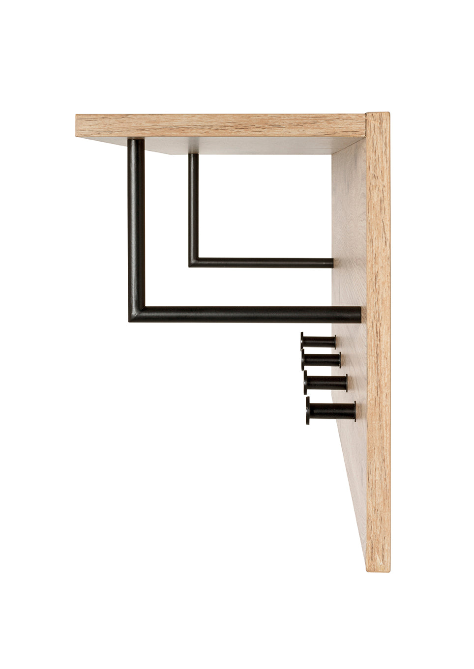 HAKU Möbel Wandgarderobe aus MDF kratzbeständig in Braun 80 x 20 x 30 cm in Eiche, Schwarz (Eiche hell)