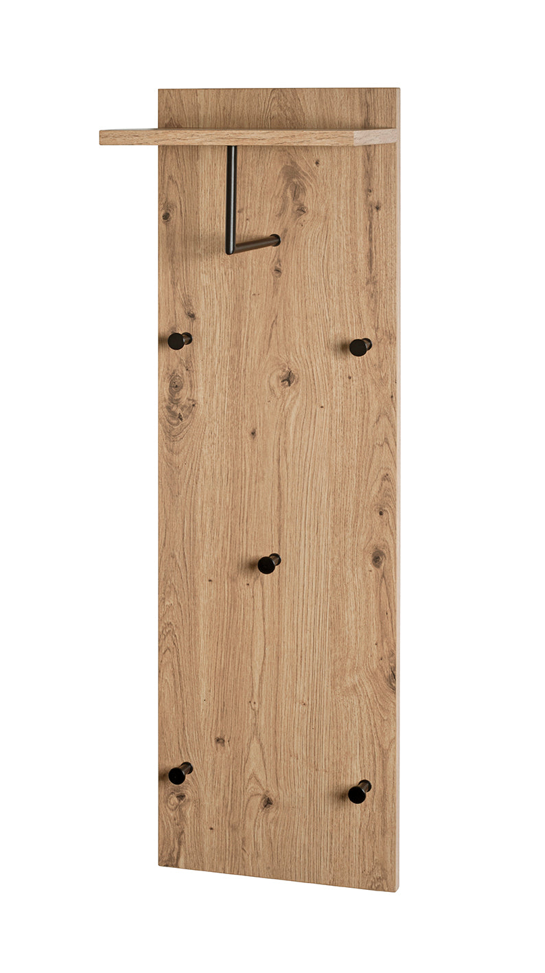 HAKU Möbel Wandgarderobe aus MDF kratzbeständig in Braun 30 x 20 x 100 cm in Eiche, Schwarz (Eiche hell)