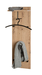 HAKU Möbel Wandgarderobe aus MDF kratzbeständig in Braun 30 x 20 x 100 cm in Eiche, Schwarz (Eiche hell)