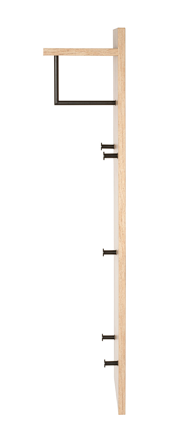 HAKU Möbel Wandgarderobe aus MDF kratzbeständig in Braun 30 x 20 x 100 cm in Eiche, Schwarz (Eiche hell)