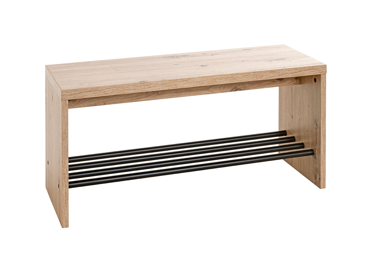 HAKU Möbel Schuhbank aus MDF kratzbeständig in Braun in Eiche, Schwarz (Eiche hell)