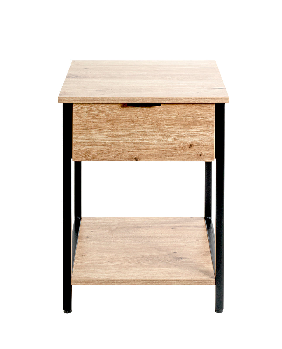 HAKU Möbel Beistelltisch aus Holzwerkstoff Füsse höhenverstellbar in Eiche, Schwarz (Eiche hell)