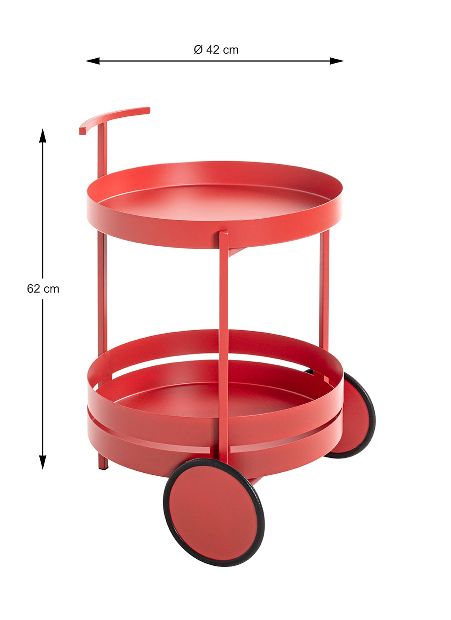 HAKU Möbel Servierwagen aus Metall 42 x 62 cm in Rot (Korallenrot)