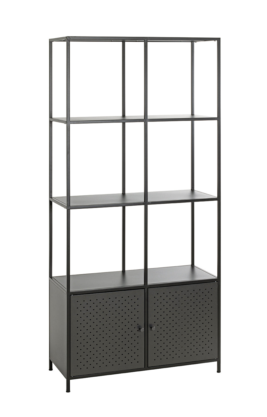 HAKU Möbel Regal aus Metall Kippschutz in Schwarz 80 x 37 x 176 cm