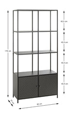 HAKU Möbel Regal aus Metall Kippschutz in Schwarz 80 x 37 x 176 cm
