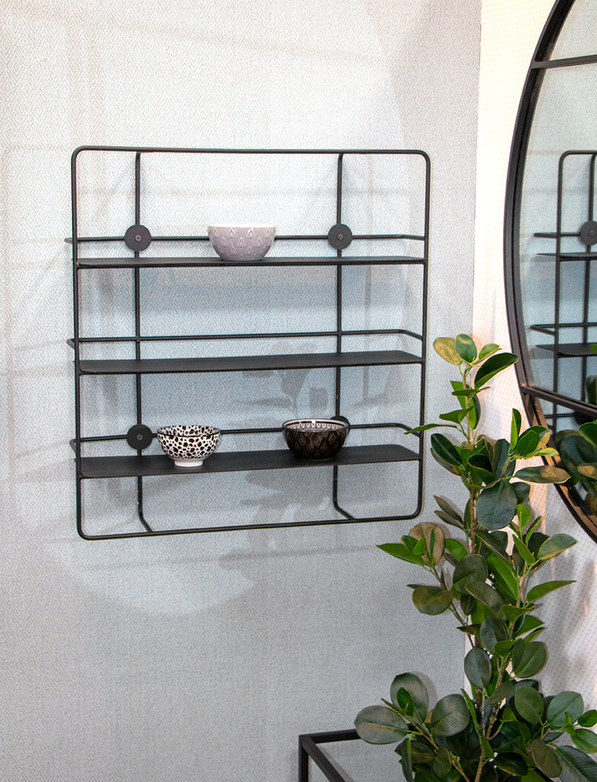 HAKU Möbel Wandregal aus Metall in Schwarz 53 x 14 x 56 cm