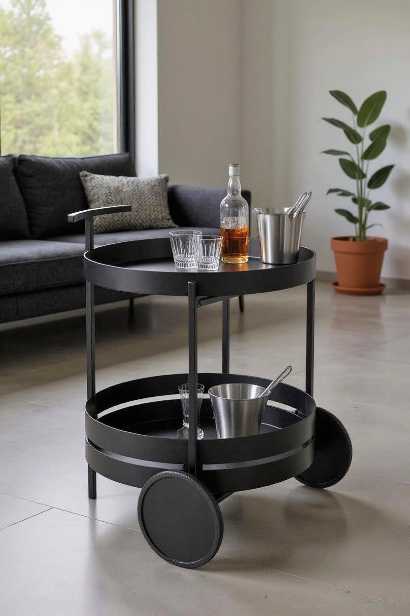 HAKU Möbel Servierwagen aus Metall 42 x 62 cm in Schwarz