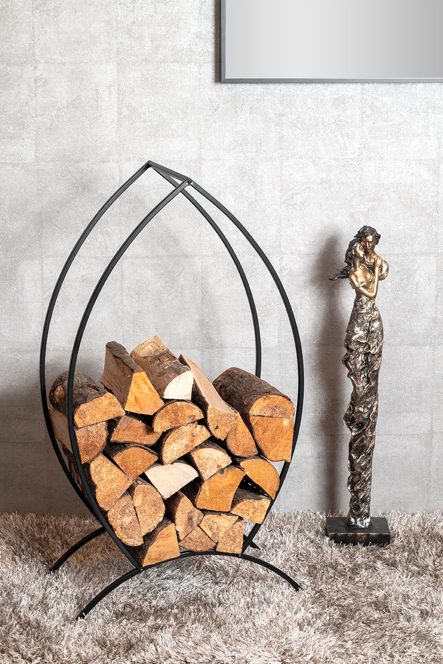 HAKU Möbel Kaminholzständer aus Metall in Schwarz 47 x 20 x 80 cm