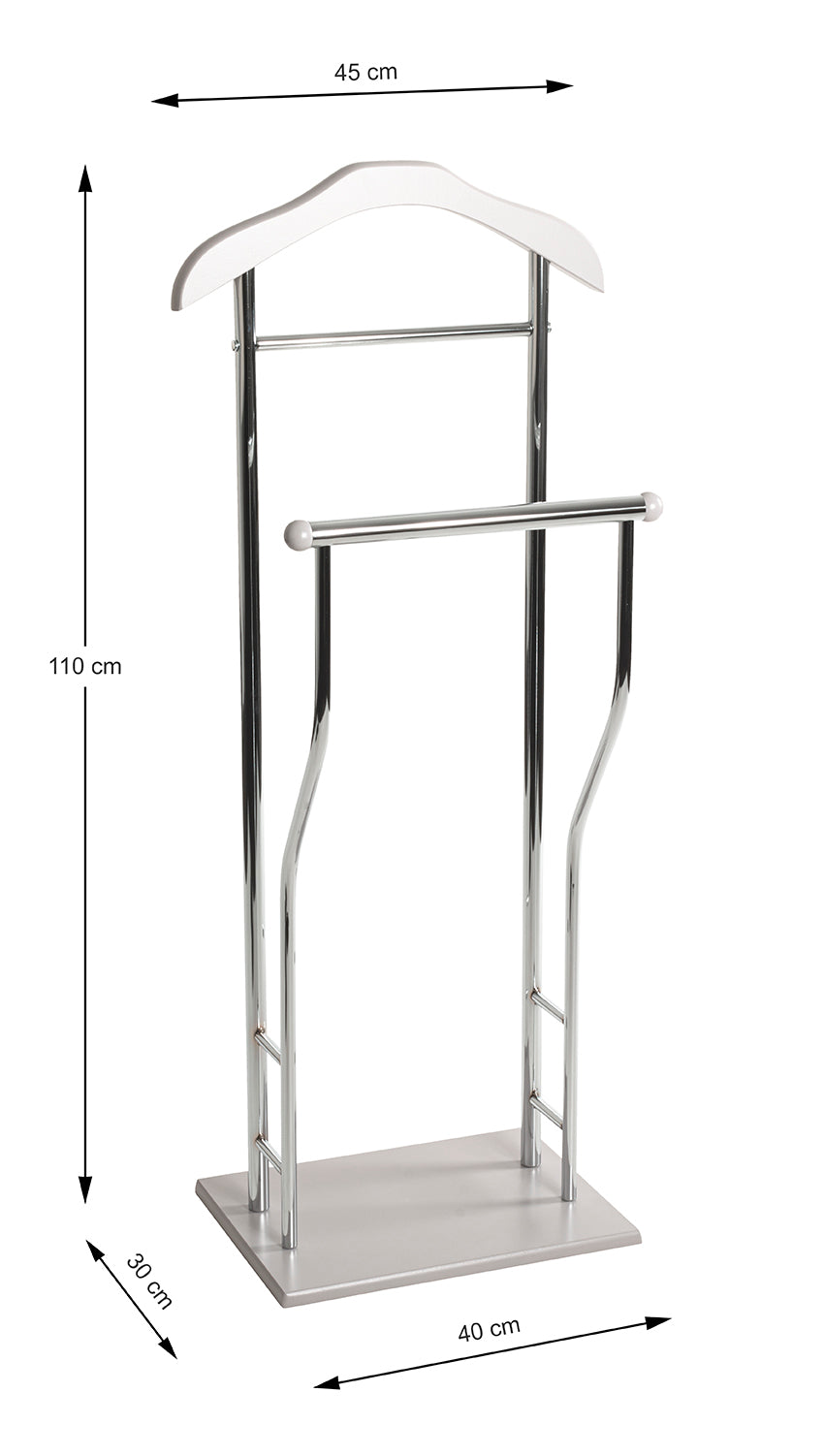 HAKU Möbel Herrendiener aus Metall in Silber in Chrom, Kaschmir