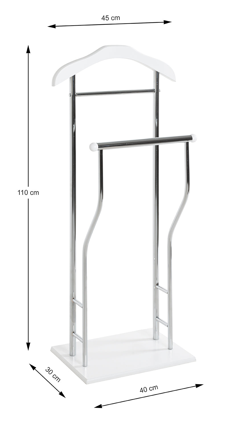 HAKU Möbel Herrendiener aus Metall in Silber in Chrom, Weiss
