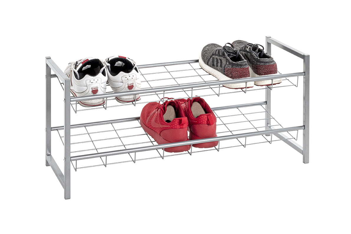 HAKU Möbel Schuhregal aus Metall in Grau B 80 cm H 38-60 cm, 80 x 30 cm, H 38 cm