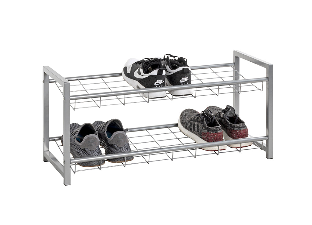 HAKU Möbel Schuhregal aus Metall in Grau B 80 cm H 38-60 cm, 80 x 30 cm, H 38 cm