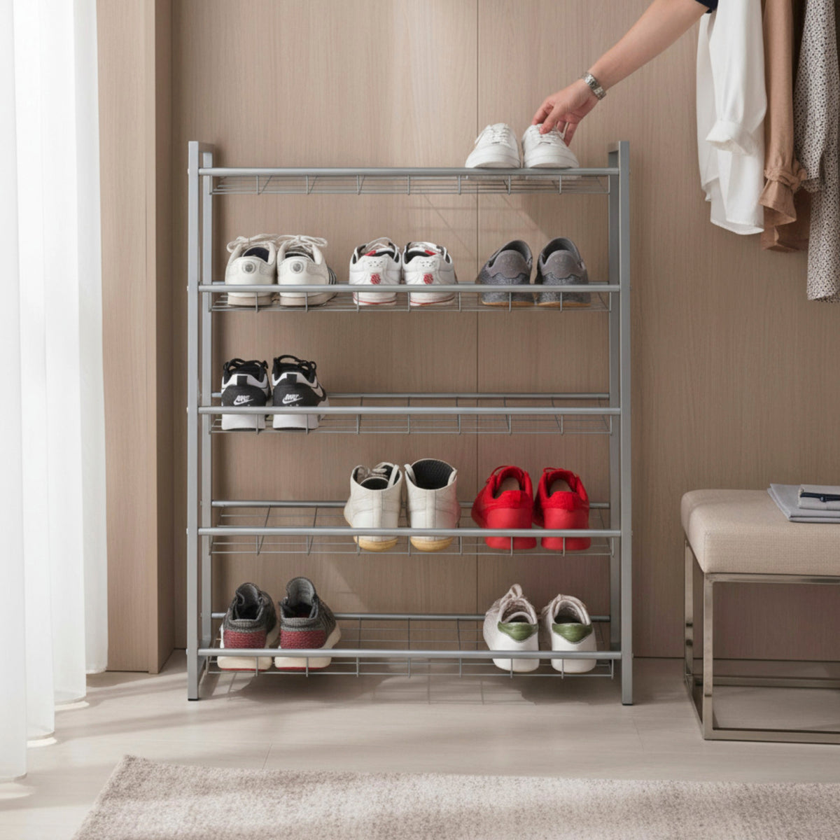 HAKU Möbel Schuhregal aus Metall in Grau 80 x 30 x 106 cm