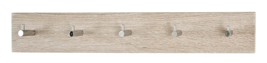 HAKU Möbel Garderobenleiste aus MDF B 34-57 cm H 8 cm, 57 x 5 cm, H 8 cm in Chrom, Eiche hell