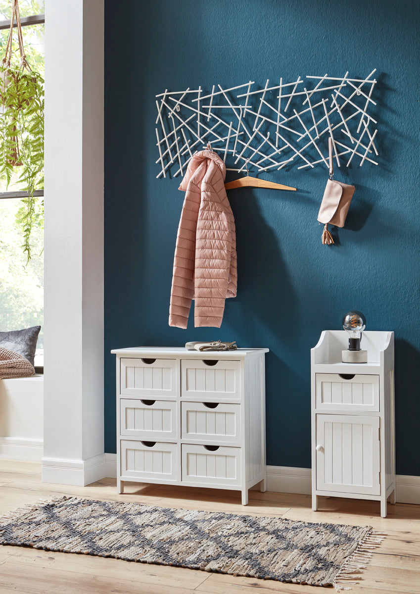 HAKU Möbel Wandgarderobe aus Metall in Weiss 100 x 5 x 40 cm