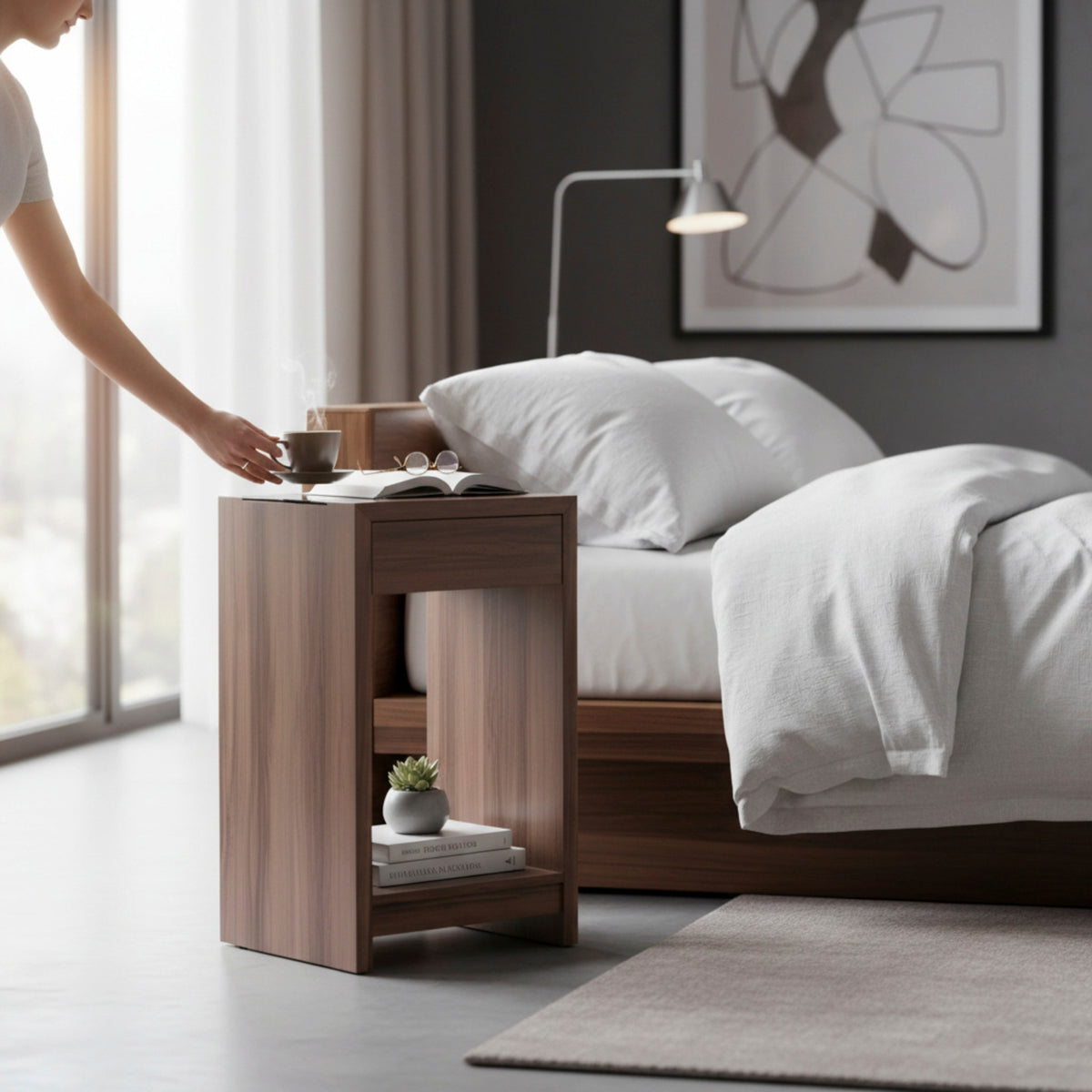 HAKU Möbel Beistelltisch aus MDF mit Glas in Braun