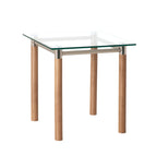 HAKU Möbel Beistelltisch aus Massivholz mit Glas in Braun