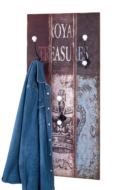 HAKU Möbel Wandgarderobe aus MDF Motiv Schriftzug in Grau 45 x 12 x 100 cm