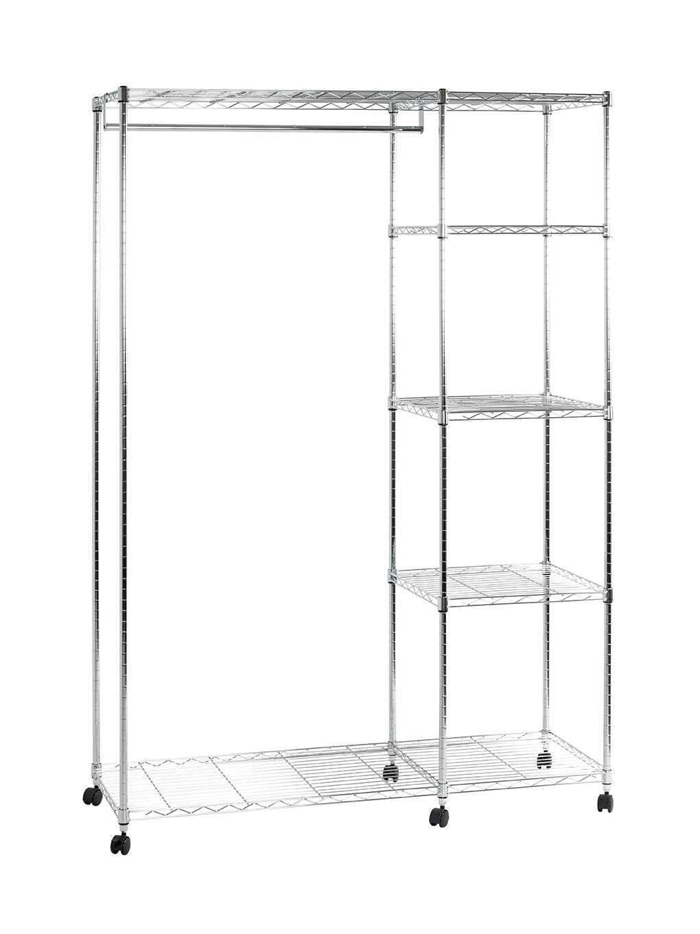 HAKU Möbel Rollgarderobe aus Metall höhenverstellbar in Silber