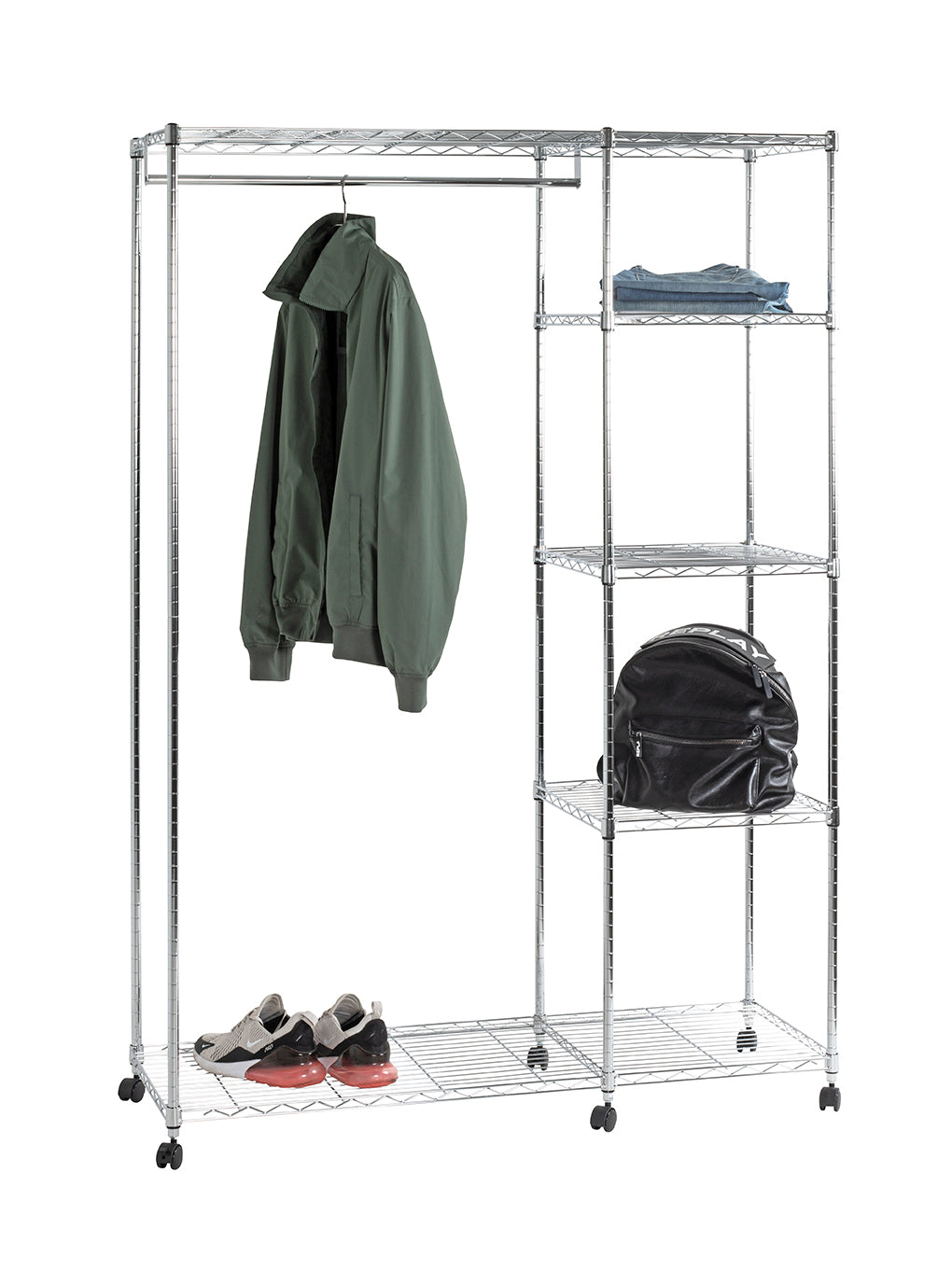 HAKU Möbel Rollgarderobe aus Metall höhenverstellbar in Silber