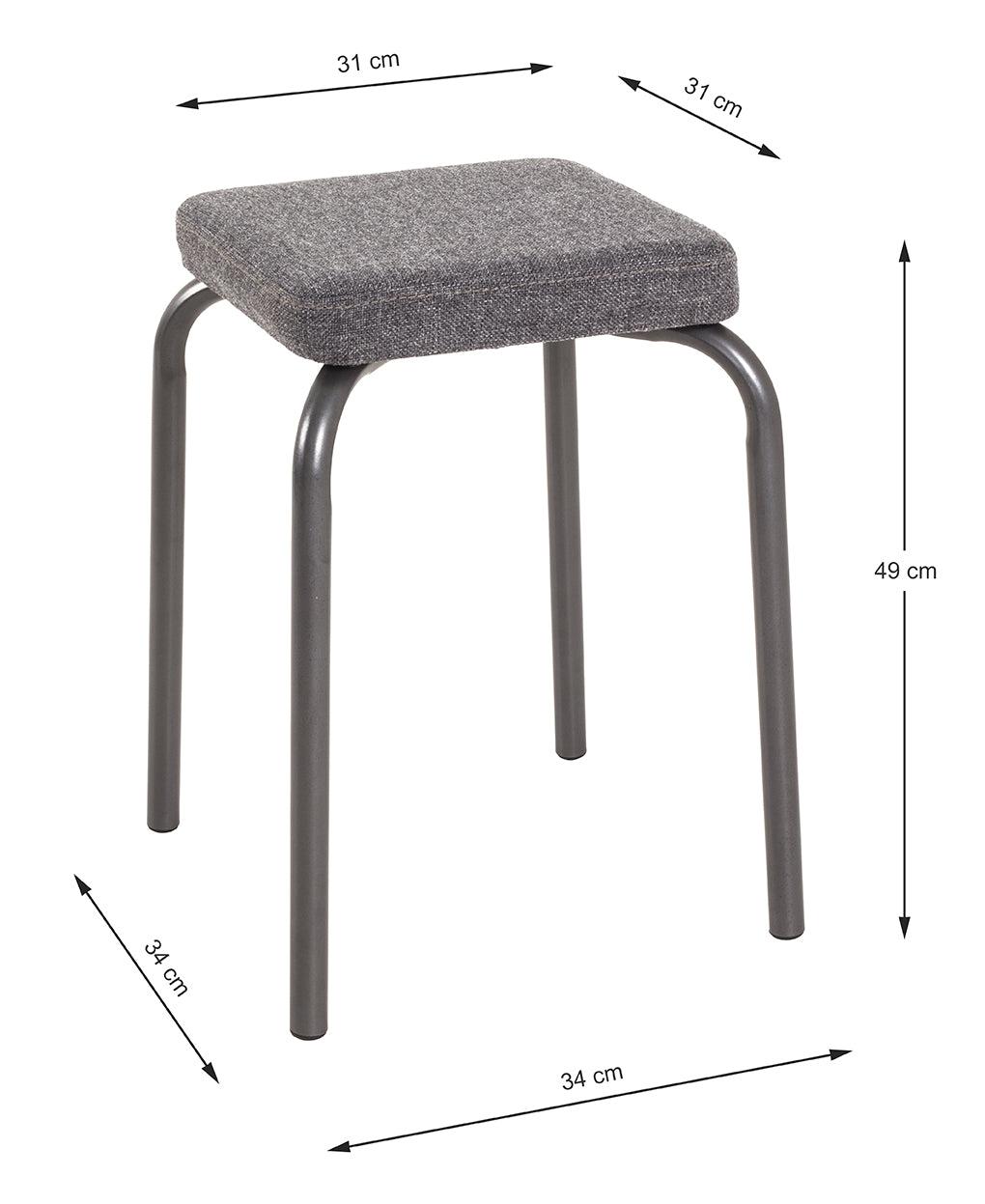 HAKU Möbel Stapelhocker aus Textil in Anthrazit
