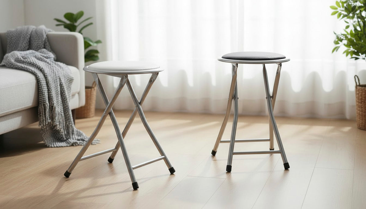 HAKU Möbel Klapphocker aus Textil gepolstert in Alu, Weiss