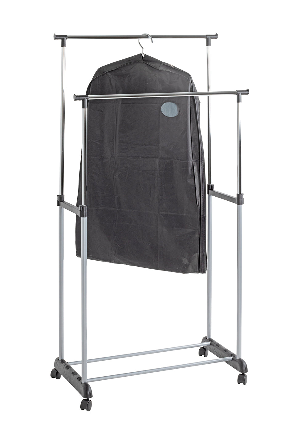 HAKU Möbel Rollgarderobe aus Metall höhenverstellbar in Grau