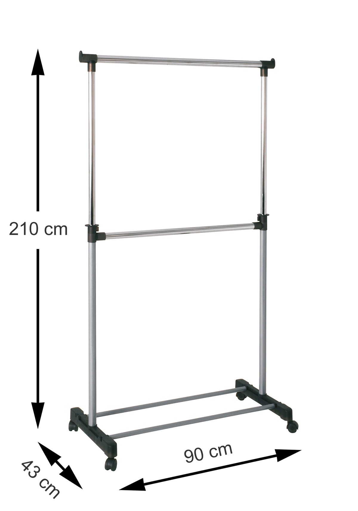 HAKU Möbel Rollgarderobe aus Metall höhenverstellbar in Grau