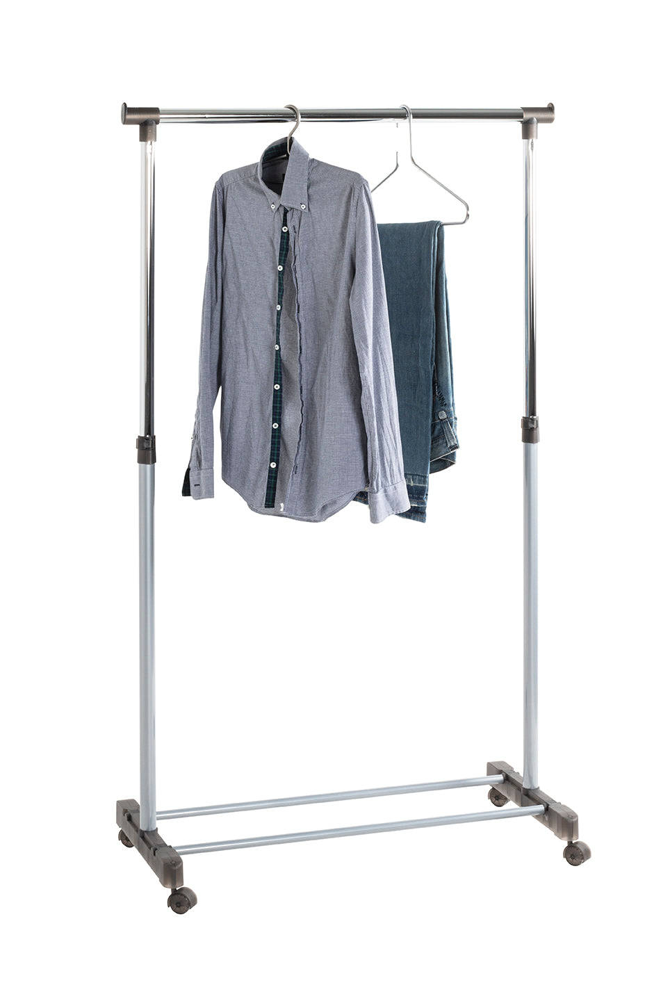 HAKU Möbel Rollgarderobe aus Metall höhenverstellbar in Grau