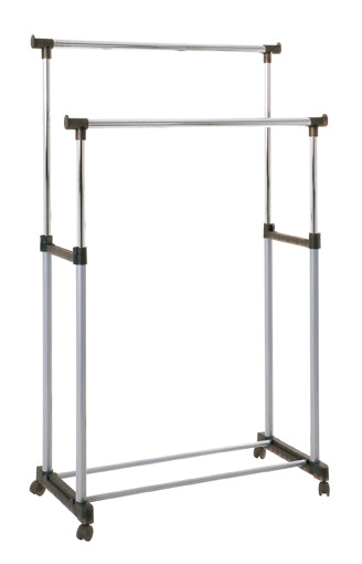 HAKU Möbel Rollgarderobe aus Metall höhenverstellbar in Grau