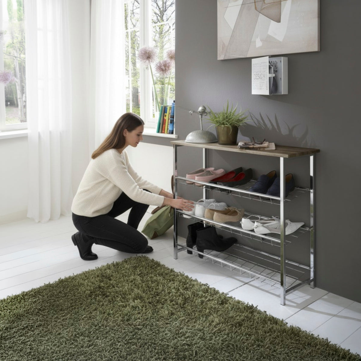 HAKU Möbel Schuhregal aus Metall in Silber