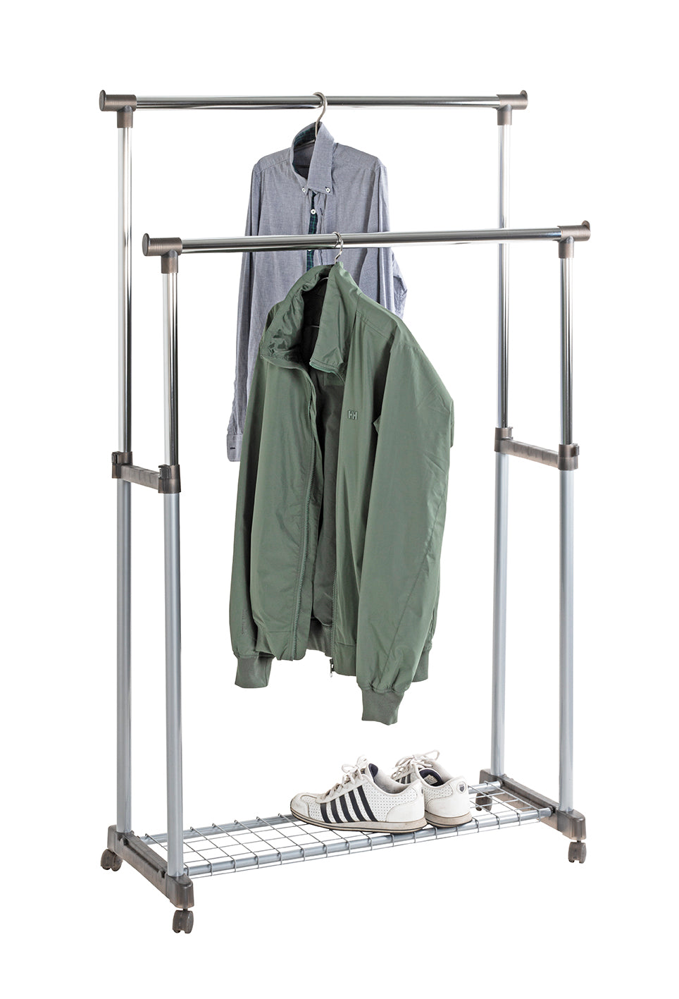 HAKU Möbel Rollgarderobe aus Metall höhenverstellbar in Grau