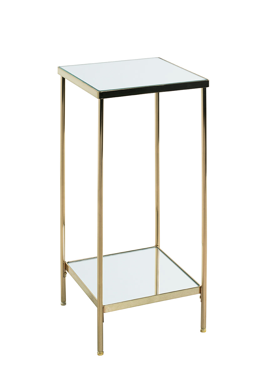 HAKU Möbel Blumensäule aus Metall mit Spiegel 28 x 28 x 66 cm in Vermessingt