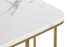 HAKU Möbel Beistelltisch aus Metall C-Gestell in Gold, Marmoroptik