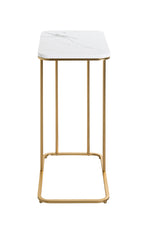 HAKU Möbel Beistelltisch aus Metall C-Gestell in Gold, Marmoroptik