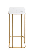 HAKU Möbel Beistelltisch aus Metall C-Gestell in Gold, Marmoroptik