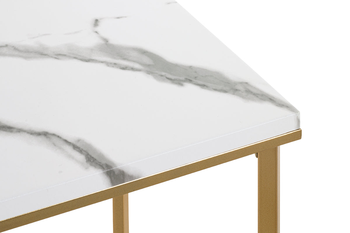 HAKU Möbel Beistelltisch aus Metall X-Gestell 39 x 39 x 55 cm in Gold, Marmoroptik