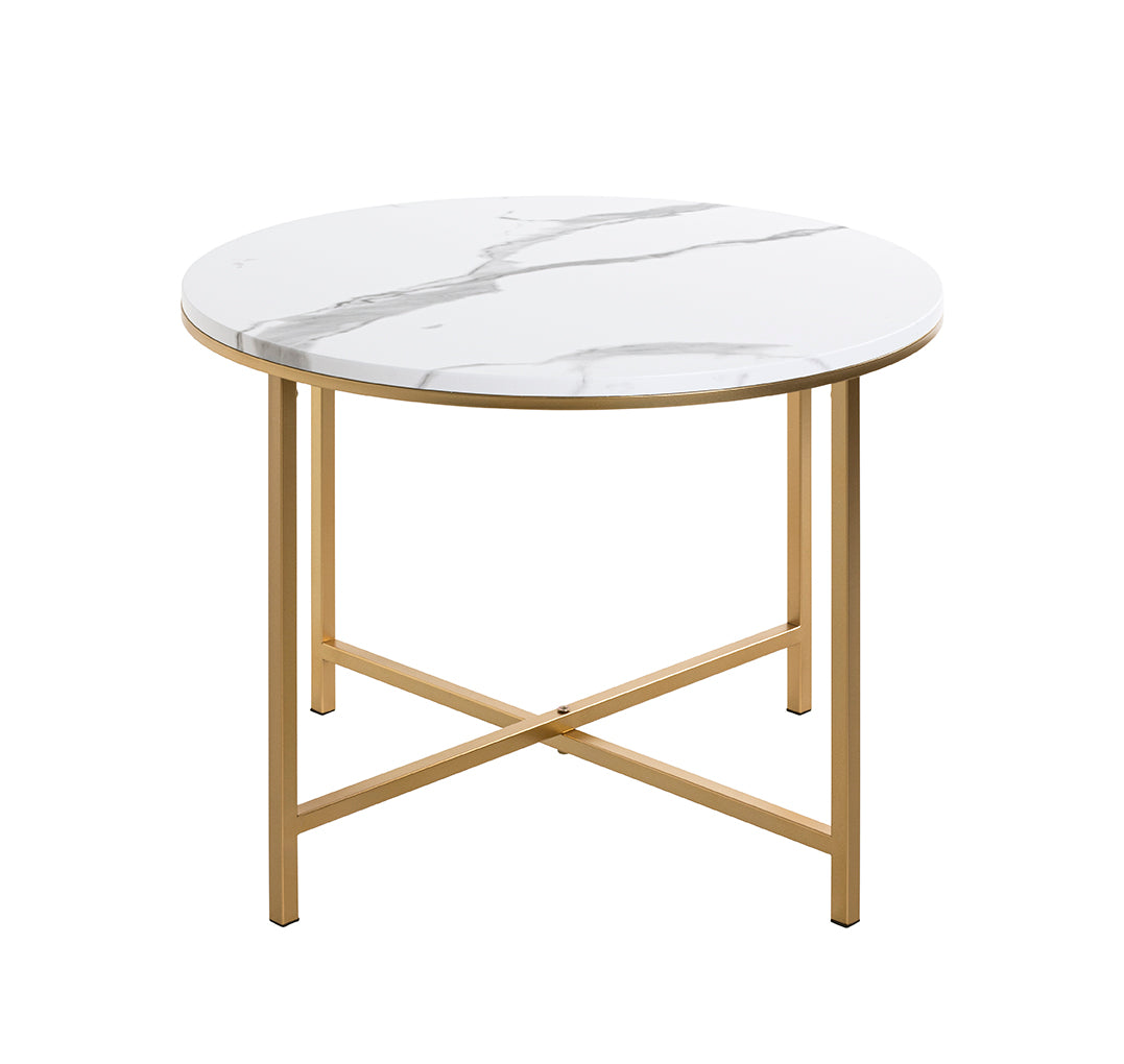 HAKU Möbel Beistelltisch aus Metall X-Gestell in Gold 60 x 45 cm