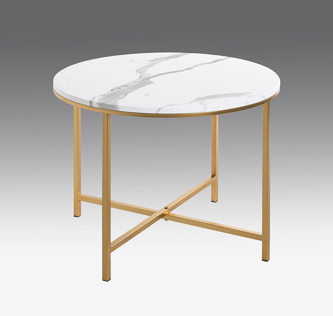 HAKU Möbel Beistelltisch aus Metall X-Gestell in Gold 60 x 45 cm