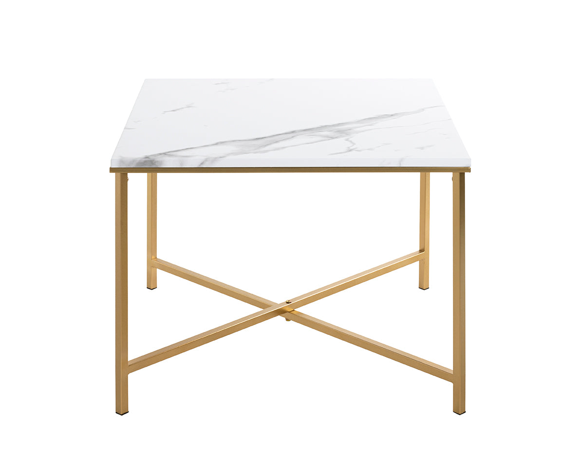HAKU Möbel Beistelltisch aus Metall X-Gestell in Gold 60 x 60 x 47 cm