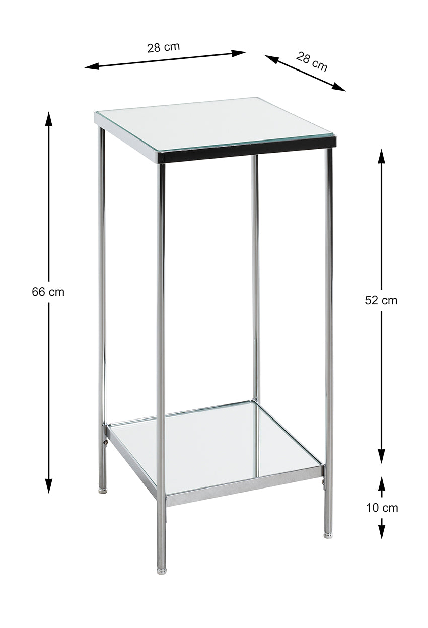 HAKU Möbel Blumensäule aus Metall mit Spiegel 28 x 28 x 66 cm in Chrom
