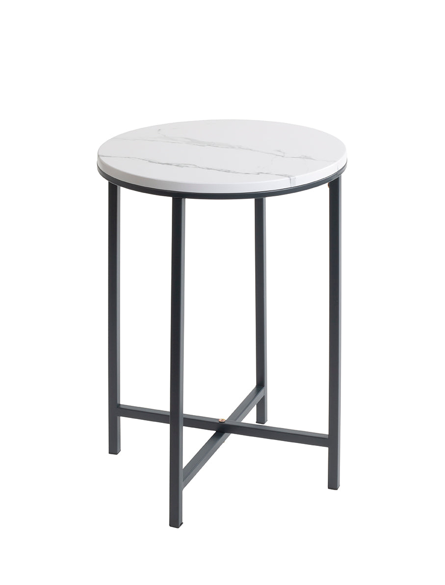 HAKU Möbel Beistelltisch aus Metall X-Gestell 39 x 53 cm in Anthrazit, Marmoroptik