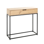 HAKU Möbel Konsole aus Holzwerkstoff Kippschutz 80 x 28 x 77 cm in Eiche, Schwarz (Eiche hell)