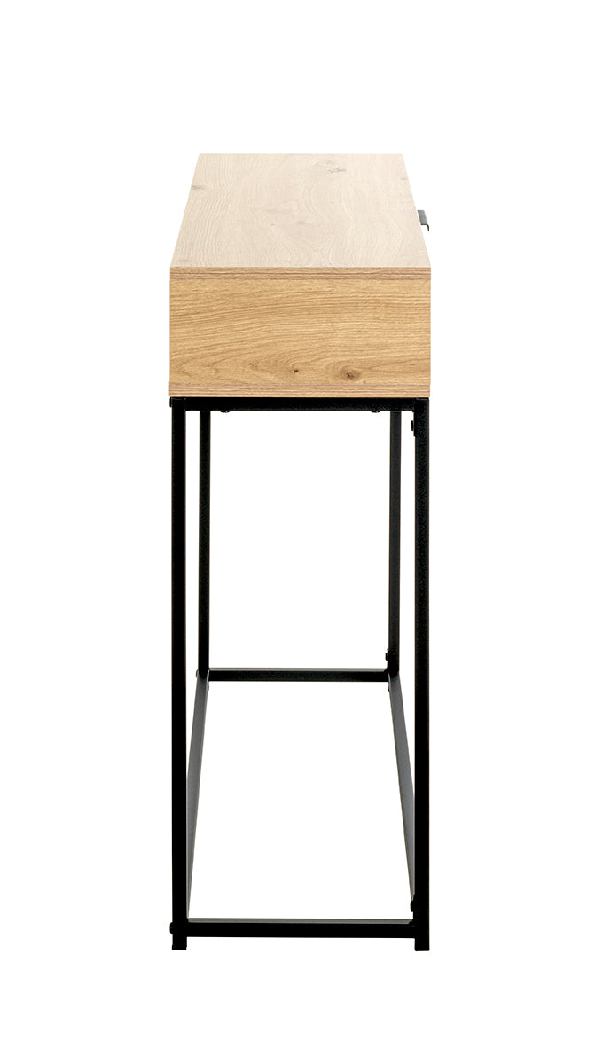 HAKU Möbel Konsole aus Holzwerkstoff Kippschutz 80 x 28 x 77 cm in Eiche, Schwarz (Eiche hell)