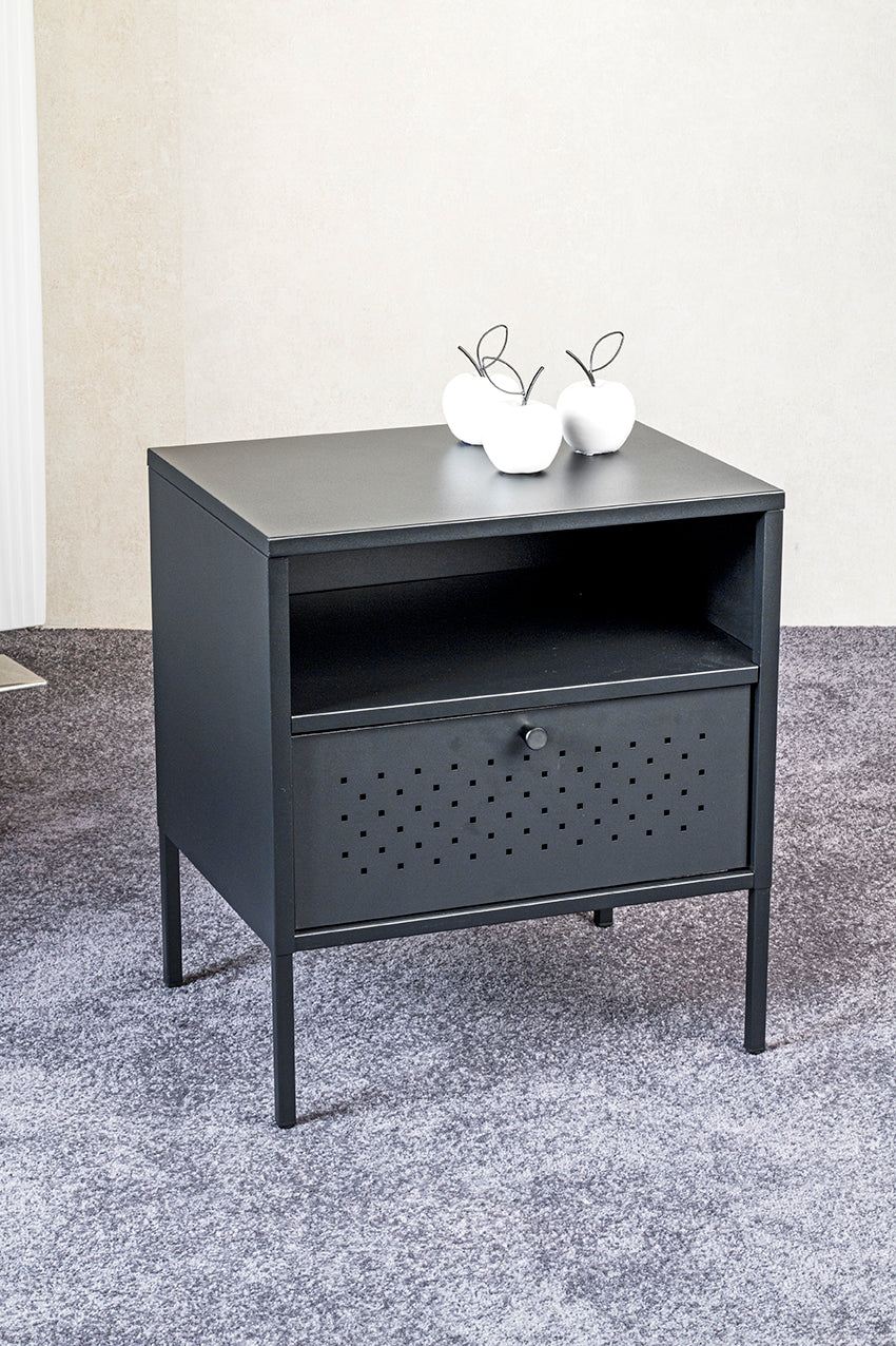 HAKU Möbel Konsole aus Metall Vollauszug 45 x 35 x 50 cm in Schwarz