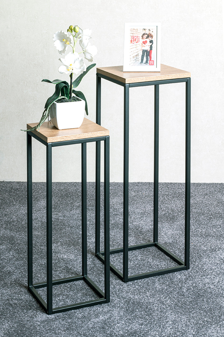HAKU Möbel Blumensäule aus Metall kratzbeständig in Schwarz B 19-23 cm H 54-67 cm, 19 x 19 cm, H 54 cm