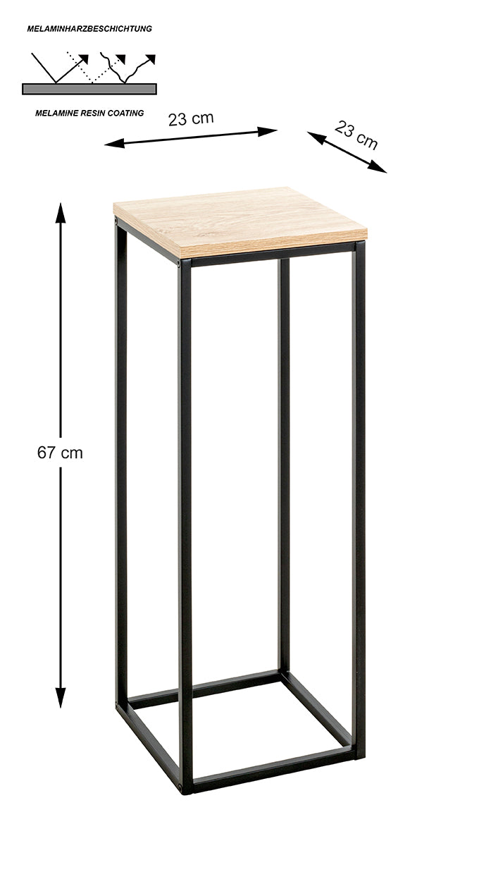 HAKU Möbel Blumensäule aus Metall kratzbeständig in Schwarz B 19-23 cm H 54-67 cm, 23 x 23 cm, H 67 cm