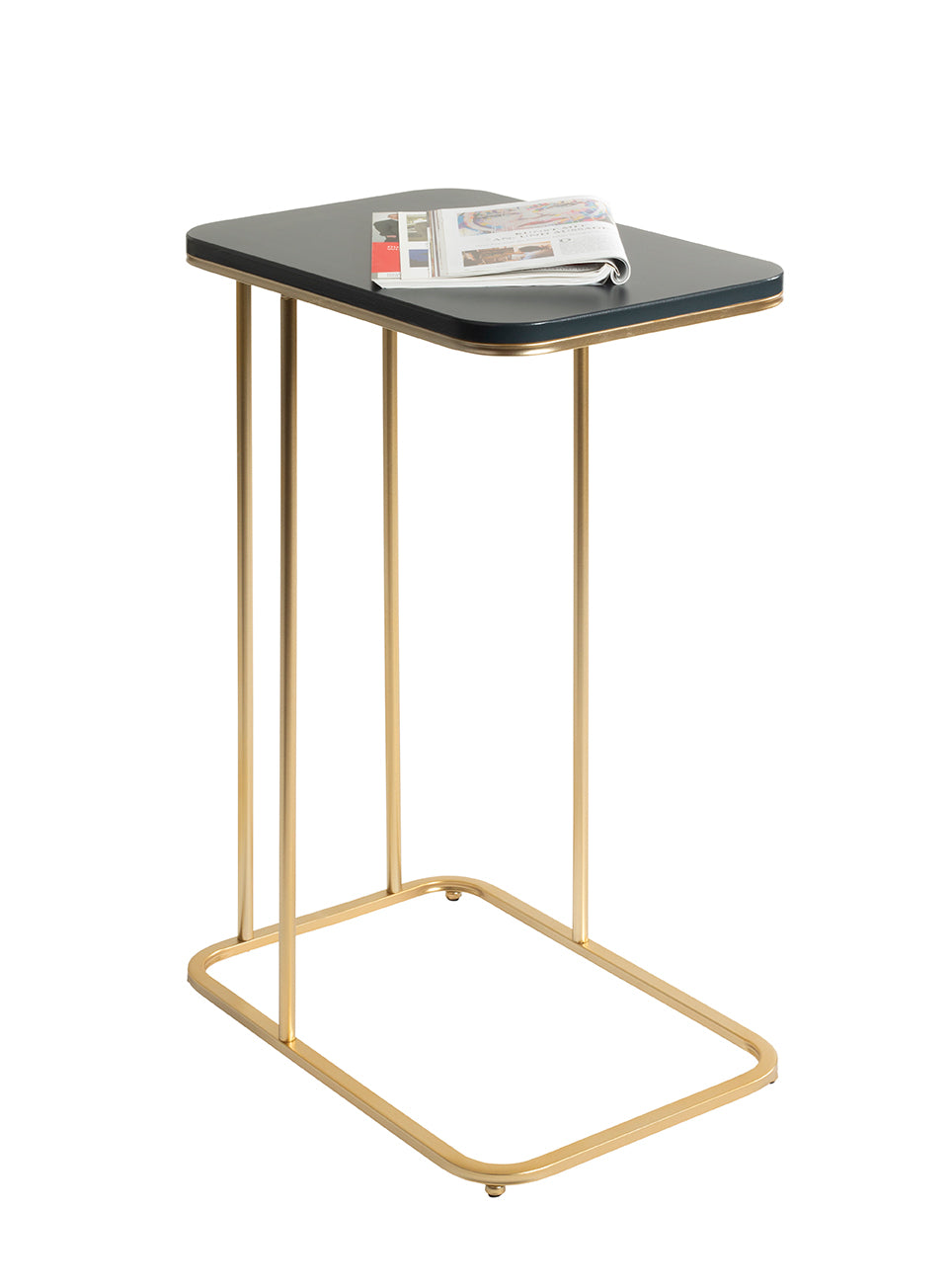 HAKU Möbel Beistelltisch aus Metall C-Gestell in Anthrazit, Gold